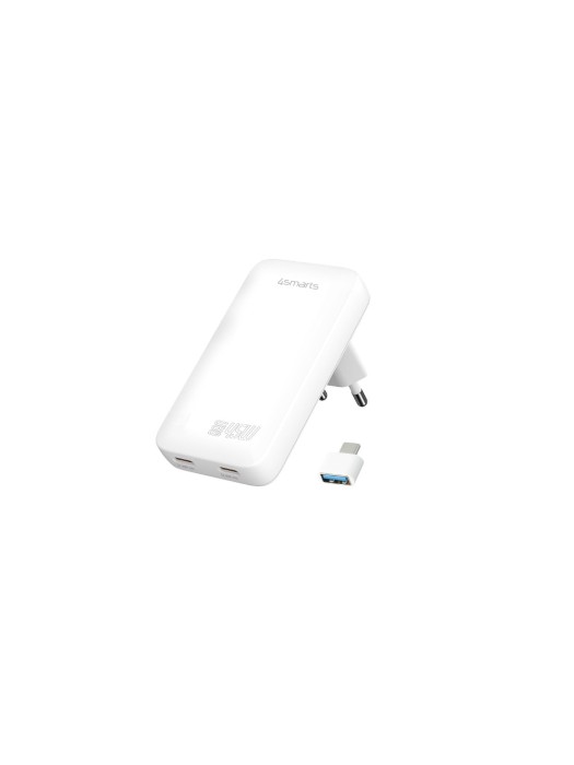 4smarts Chargeur secteur FlatPlug Slim Dual 45W GaN 2C, blanc