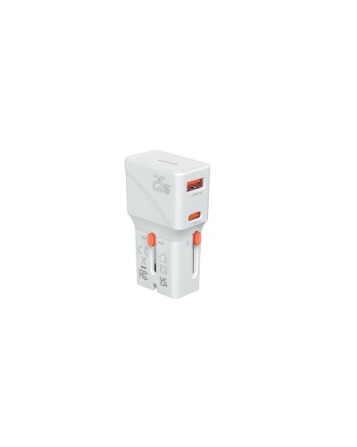 4smarts Adaptateur de voyage mondial Nomad Pocket 25W 1C+1A, blanc