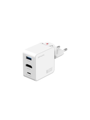 4smarts Chargeur mural USB Hub HDMI 3en1 GaN Flex 65W Blanc
