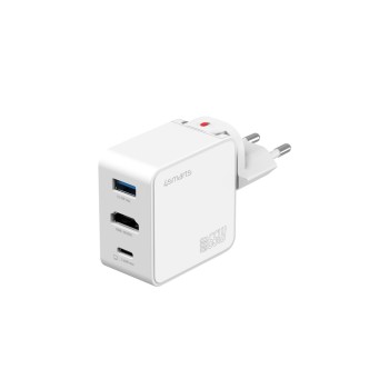 4SMARTS 3in1 HDMI Hub Charger 65W, 4k60Hz, 1x HDMI, 1x USB-C, 1x USB-A
