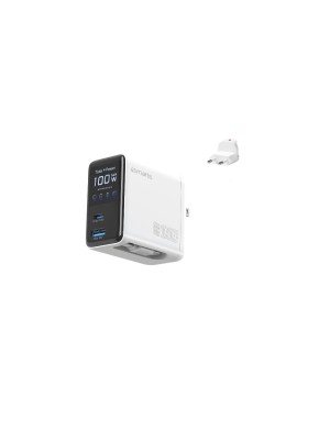 4smarts GaN Flex Screen AI 100W 2 USB-C+1 USB-A Blanc