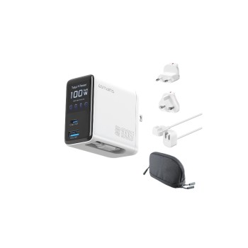 4SMARTS GaN Flex Screen AI, white, Travel, 100W, 2x USB-C, 1x USB-A