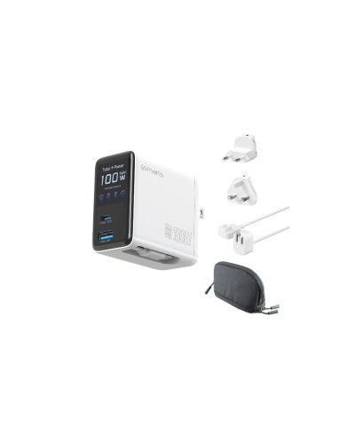 4SMARTS GaN Flex Screen AI, white, Travel, 100W, 2x USB-C, 1x USB-A