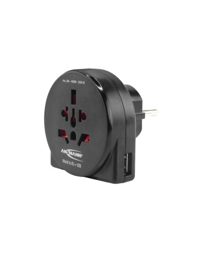 Ansmann Adaptateur de voyage World to EU + USB