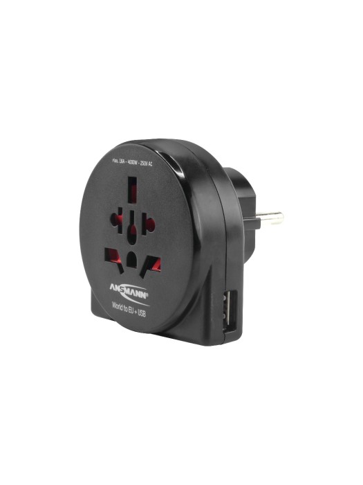 Ansmann Adaptateur de voyage World to EU + USB