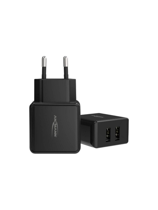 Ansmann Chargeur mural USB Chargeur domestique HC212, 12W, 2x USB, noir