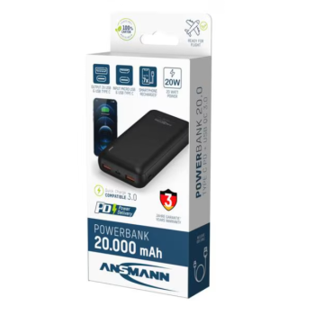Ansmann Batterie externe PB320PD, Powerbank Li-Po 20000 mAh, 2x USB-A, USB-C Ansmann Batterie externe PB320PD, Powerbank Li-Po 20000 mAh, 2x USB-A, USB-C