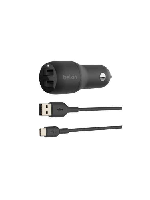 Belkin Chargeur de voiture Boost Charge 2-Port USB-A 24W + câble USB-C