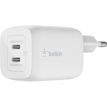 Belkin Dual USB-C-GaN-Ladegerät, 65W, Weiss Belkin Dual USB-C-GaN-Ladegerät, 65W, Weiss