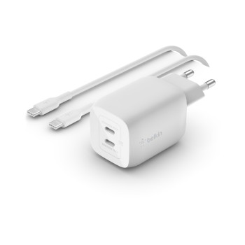 Belkin Dual USB-C-GaN-Ladegerät, 65W, Weiss inkl. 2m USB-C Kabel Belkin Dual USB-C-GaN-Ladegerät, 65W, Weiss inkl. 2m USB-C Kabel