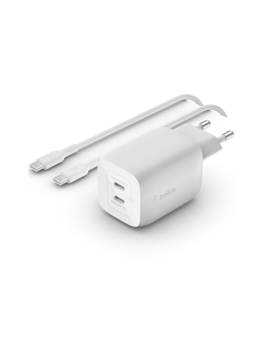 Belkin Chargeur mural USB Dual USB-C GaN PD 65W + câble USB-C