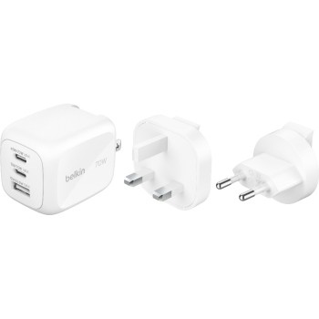 Belkin BoostCharge Ladegerät with Steckertip, 2x USB-C, 1x USB-A, steckertipps UK, EU, US