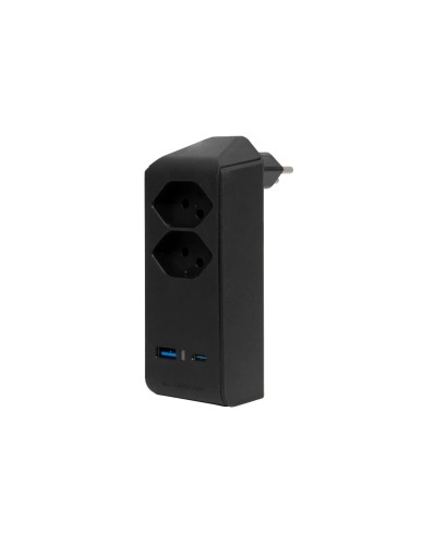 Brennenstuhl 2-fach Abzweigstecker drehbar, 300 Grad, USB A/C, ohne Schalter