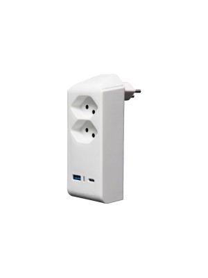 Brennenstuhl Multiprise 2 x T13, Chargeur USB 18 Watts 1 x USB A, 1 x USB C, rotation 300°