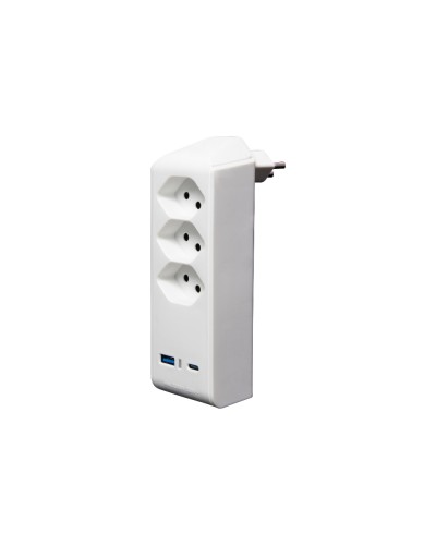 Brennenstuhl Fiche de branchement 3 x T13, 1 x USB A, 1 x USB C, 300° de rotation