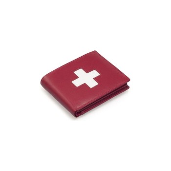 CN Portemonnaie mit Schweizerkreuz, Aus Leder, Rot CN Portemonnaie mit Schweizerkreuz, Aus Leder, Rot