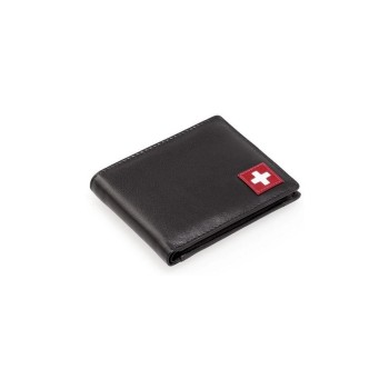 CN Portemonnaie mit Schweizerkreuz, Aus Leder, Schwarz CN Portemonnaie mit Schweizerkreuz, Aus Leder, Schwarz