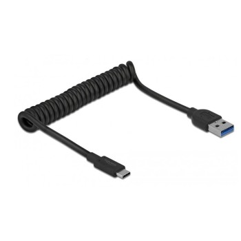 Delock USB3.1 Spiralcable Typ A-C 30-120cm, Typ-A Stecker for Typ-C Stecker, black Delock USB3.1 Spiralcable Typ A-C 30-120cm, Typ-A Stecker for Typ-C Stecker, black