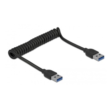 Delock USB3.1 Spiralcable Typ-A 30-120cm, Typ-A Stecker for Typ-A Stecker, black Delock USB3.1 Spiralcable Typ-A 30-120cm, Typ-A Stecker for Typ-A Stecker, black