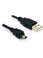 Delock USB2.0-cable A-MiniB: 1.5m, black , USB-A Stecker for USB-B mini 5pin Stecker