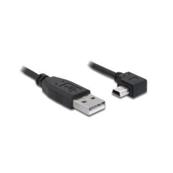 Delock USB2 Kabel A-MiniB gewinkelt, 3m, schwarz, USB MiniB 90° gewinkelt links
