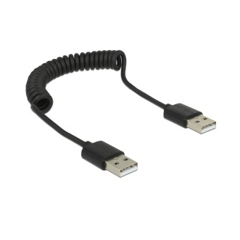 Delock USB2 Spiralkabel A-A, 20-60cm, Spiralkabel, schwarz