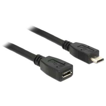 Delock USB2 Verlängererungskabel Micro-B,1m, Micro-B Verlängerung, schwarz
