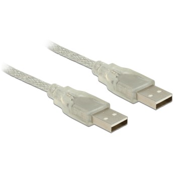 Delock USB2 Kabel A-A, 1m, transparent, für USB2.0 Geräte, 480 Mbps Delock USB2 Kabel A-A, 1m, transparent, für USB2.0 Geräte, 480 Mbps
