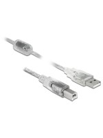 Delock USB2 Kabel A-B, 1m, transparent, für USB2.0 Geräte, 480 Mbps