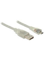 Delock USB2 cable A-MicroB, 2m, transparent, for USB2.0 Geräte, 480 Mbps