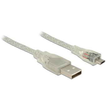 Delock USB2 Kabel A-MicroB, 2m, transparent, für USB2.0 Geräte, 480 Mbps