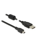 Delock USB2 cable A-MiniB, 1m, black , for USB2.0 Geräte, 480 Mbps
