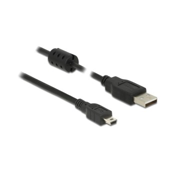 Delock USB2 Kabel A-MiniB, 1m, schwarz, für USB2.0 Geräte, 480 Mbps