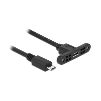 Delock USB2 Kabel MicroB: 25cm, zum Einbau, Buchse-Stecker, mit Schrauben