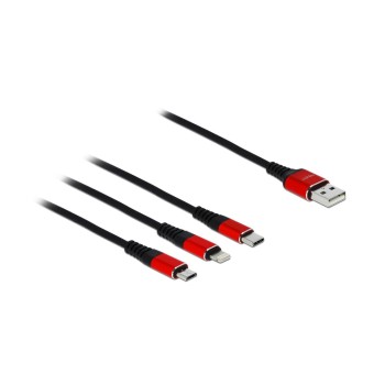 Delock Câble chargeur USB 3-in-1 USB A - Micro-USB B/Lightning/USB C 1 m Delock Câble chargeur USB 3-in-1 USB A - Micro-USB B/Lightning/USB C 1 m