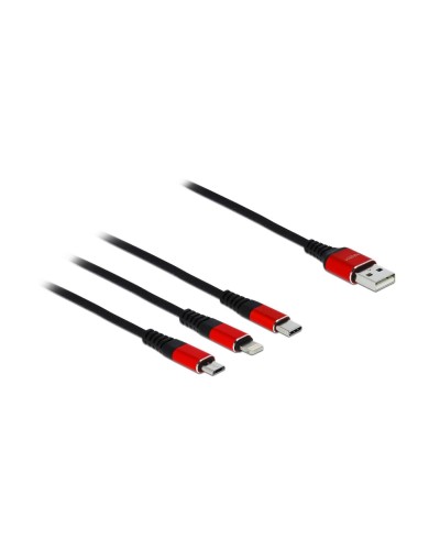Delock USB2.0 câble de charge 3 en 1, 30cm, USB-A pour Lightning, USB Micro-B, USB-C