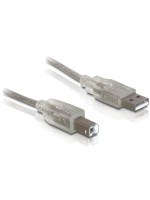 USB2-cable 0.5m A-B, Ferritkern, Geeignet for printer u. Scanner,transparent