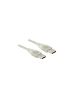 Delock USB2 cable A-A, 1.5m, transparent, for USB2.0 Geräte, 480 Mbps