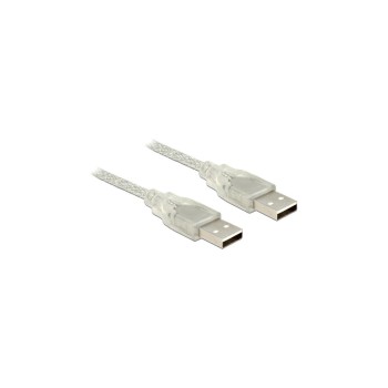 Delock USB2 Kabel A-A, 2m, transparent, für USB2.0 Geräte, 480 Mbps Delock USB2 Kabel A-A, 2m, transparent, für USB2.0 Geräte, 480 Mbps