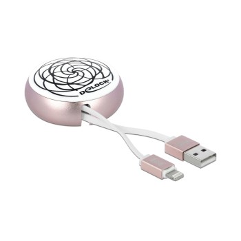USB2.0 Aufrollkabel, 90CM, A-Lightning, mit Autorollfunktion, weiss / rosé USB2.0 Aufrollkabel, 90CM, A-Lightning, mit Autorollfunktion, weiss / rosé