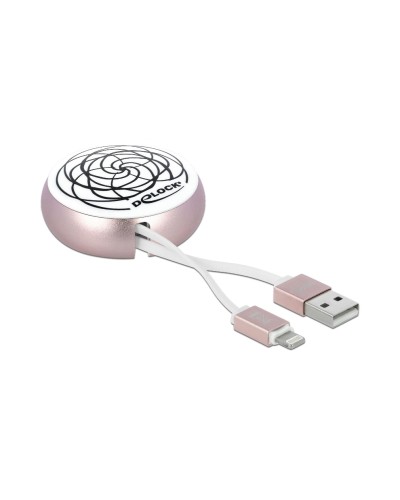 Delock Câble USB 2.0 avec fonction autoroll USB A - Lightning 0.92 m