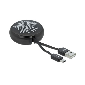USB2.0 Aufrollkabel, 92cm, A-MicroB, mit Autorollfunktion, schwarz USB2.0 Aufrollkabel, 92cm, A-MicroB, mit Autorollfunktion, schwarz