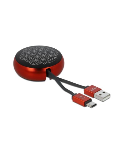Delock Câble USB 2.0 avec fonction autoroll USB A - USB C 0.92 m