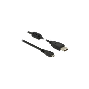 Delock USB2 Kabel A-MicroB, 1m, schwarz, für USB2.0 Geräte, 480 Mbps