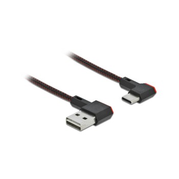 Delock EASY USB2.0-Kabel A-C: 1m, schwarz, gewinkelt 90/270°, beidseitig einsteckbar Delock EASY USB2.0-Kabel A-C: 1m, schwarz, gewinkelt 90/270°, beidseitig einsteckbar