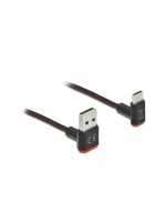 Delock EASY USB2.0-cable A-C: 0.2m, black , oben/unten gewinkelt,beidseitig einsteckbar