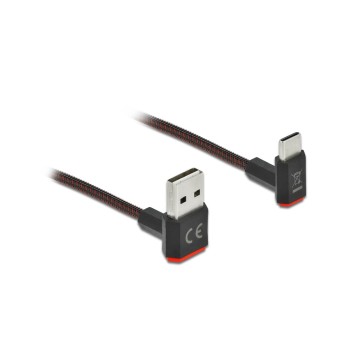 Delock EASY USB2.0-Kabel A-C: 2m, schwarz, oben/unten gewinkelt,beidseitig einsteckbar Delock EASY USB2.0-Kabel A-C: 2m, schwarz, oben/unten gewinkelt,beidseitig einsteckbar
