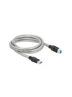 Delock USB3.2 cable, 2m, A-B, Metalmantel, USB3.2 Gen1, 5Gbps