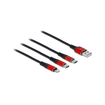 Delock USB2.0-Ladekabel 3 in 1, 30cm, USB-A zu Lightning, 2xUSB-C bis 3A Delock USB2.0-Ladekabel 3 in 1, 30cm, USB-A zu Lightning, 2xUSB-C bis 3A