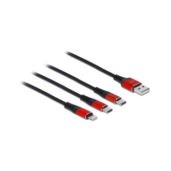 Delock USB2.0-Ladekabel 3 in 1, 1m, USB-A zu Lightning, 2xUSB-C bis 3A Delock USB2.0-Ladekabel 3 in 1, 1m, USB-A zu Lightning, 2xUSB-C bis 3A